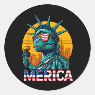 Dino Staty Of Liberty 4 juli Trex Pojkar Ameri Runt Klistermärke