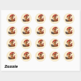 Dino Sticker Sheet – Dino Kammli am Laptop Runt Klistermärke