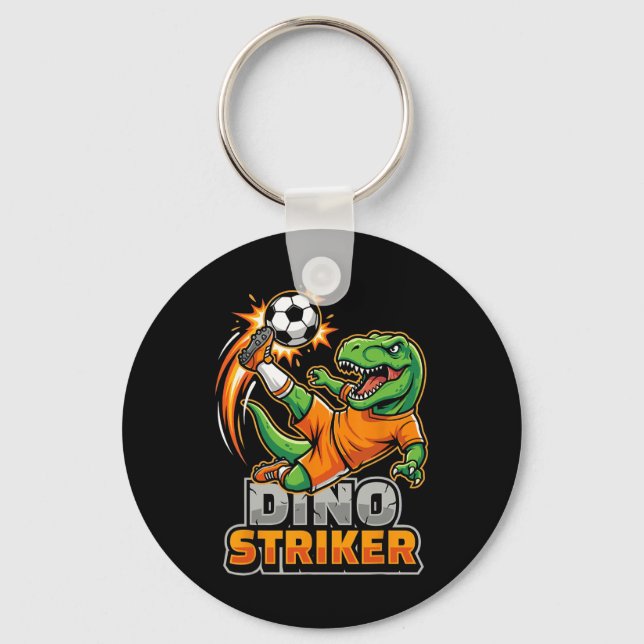 Dino Striker T-Rex Fotbollsspark Rolig Dinosaurie  Nyckelring (Framsida)