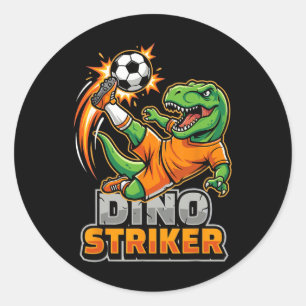 Dino Striker T-Rex Fotbollsspark Rolig Dinosaurie Runt Klistermärke