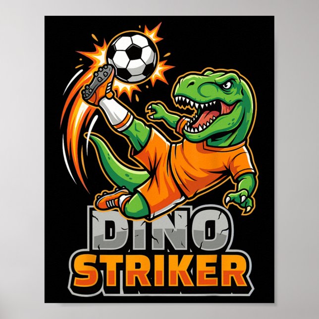 Dino Striker T-Rex Fotbollsspark Rollig Dinosaurie Poster (Framsidan)