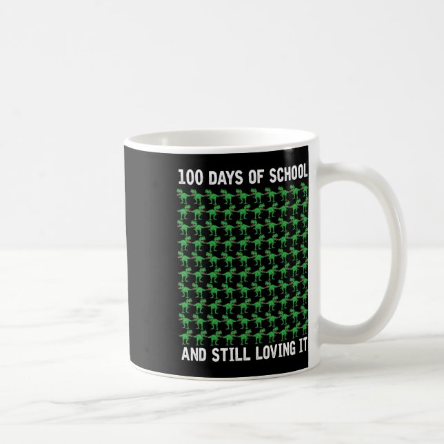 Dino Student Boys Kids Gift Lycklig 100 Scho-dagar Kaffemugg (Höger)