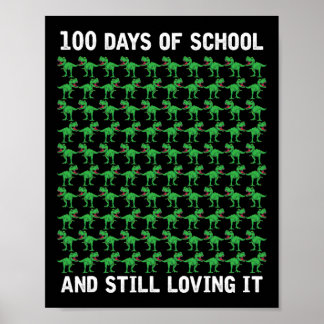 Dino Student Boys Kids Gift Lycklig 100 Scho-dagar Poster
