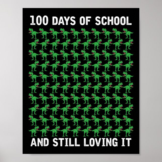 Dino Student Boys Kids Gift Lycklig 100 Scho-dagar Poster (Framsidan)