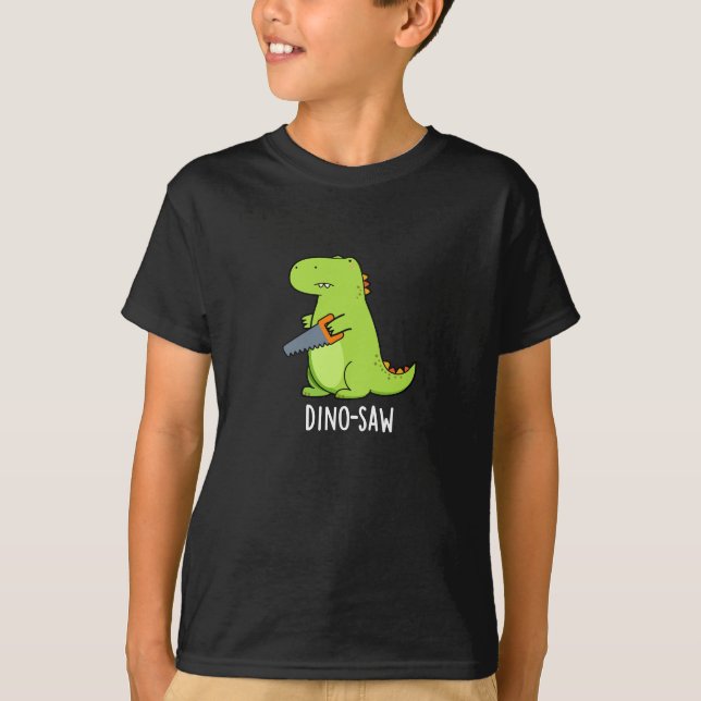 Dino-szawa Funny Dinosaur Verktyg Pun Mörk BG T Shirt (Framsida)