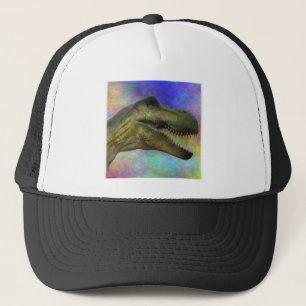 Dino T-Rex Dinosaur Head på färgad bakgrund Keps
