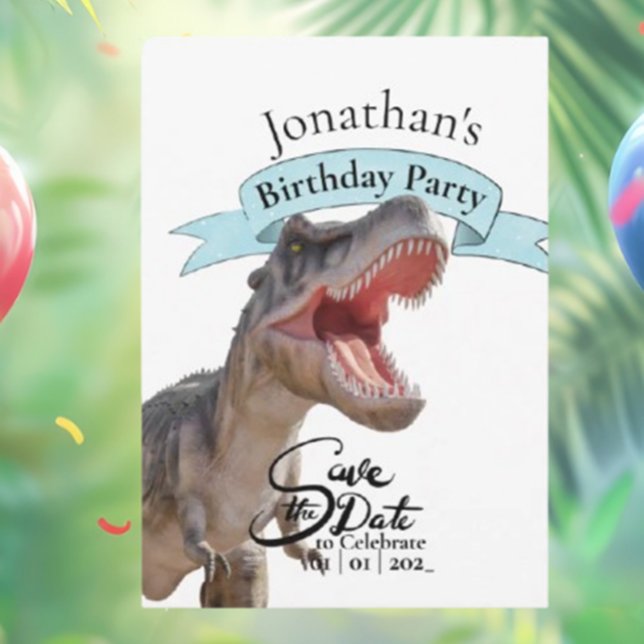 Dino T Rex, Grattis på födelsedagen Boy Inbjudningar (Roar Into Fun: Dino T Rex Happy Birthday Boy Invitation)