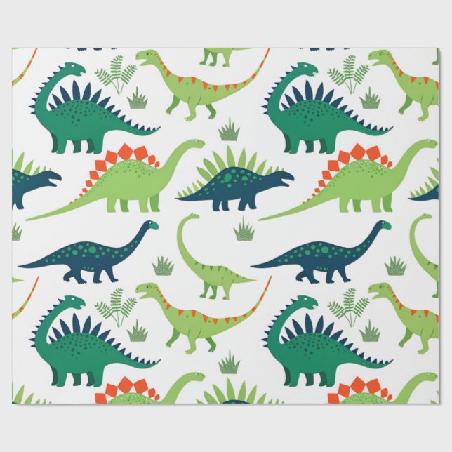 dino t-rex mönster presentpapper (Platt)