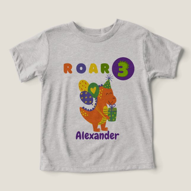 Dino-tastic Födelsedagsfest Boy Småbarn T-Shirt (Design Framsida)