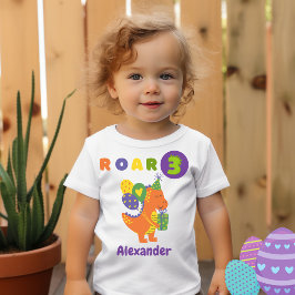 Dino-tastisk Födelsedagsfest 3-årig T-Shirt