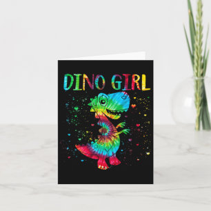 Dino tjej dinosaurie älskare Tie Dye Söt T-rex Hal Kort
