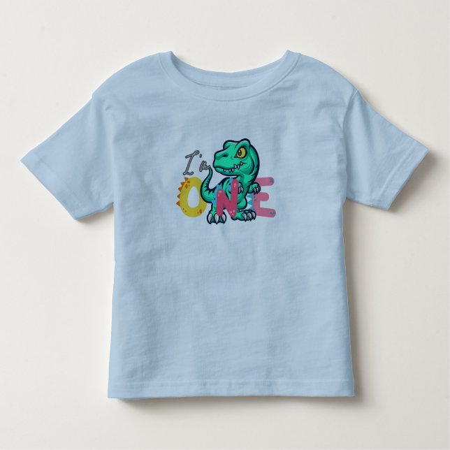 Dino TRex I är 1 födelsedagspojkar EN Back to scho T Shirt (Framsida)