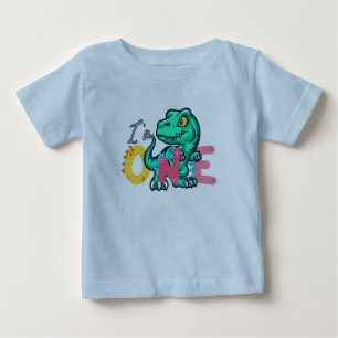 Dino TRex Jag är 1 Födelsedags pojkar EN Tillbaka T Shirt
