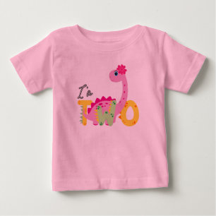 Dino TRex Jag är 2 Födelsedags pojkar två Tillbaka T Shirt