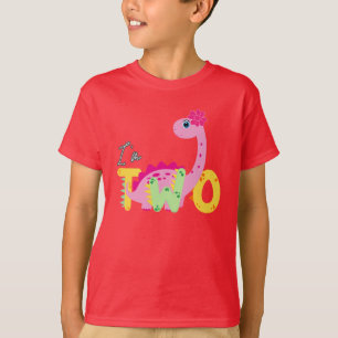 Dino TRex Jag är 2 Födelsedags pojkar två Tillbaka T Shirt