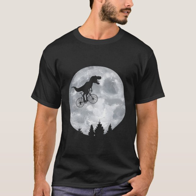 Dino Trex Riding Måne Bike Halloween Lunar Cycling T Shirt (Framsida)
