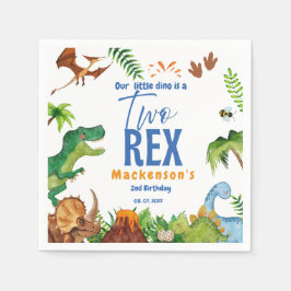 Dino Two rex 2nd boy Dinosaur birthday party Pappersservett