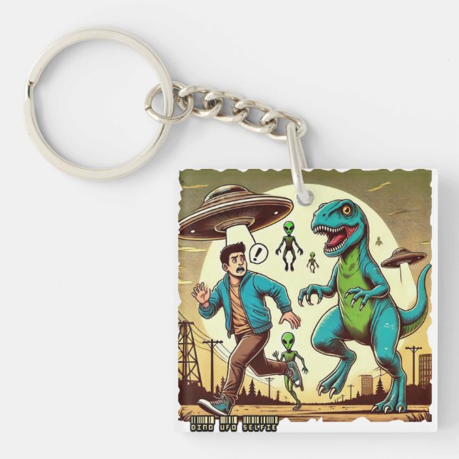 Dino UFO Selfie: Vintage Panic (Keychain Dinosaur) (Framsidan)