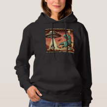 Dino UFO Selfie: Vintage Panic (Women's Hoodie)