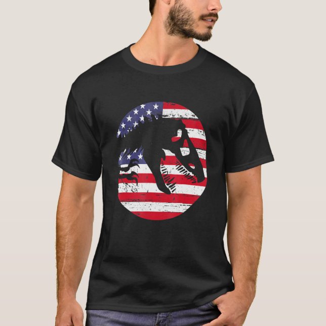 Dino USA Flag Patriotic Dinosaur Rex 4th Of July T Shirt (Framsida)