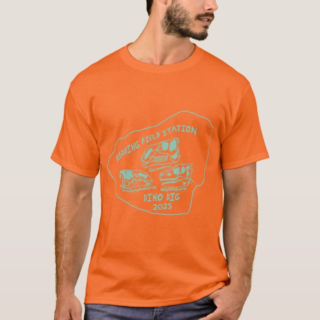 Dino-utgrävning 2025 Neongrön tryckt T Shirt (Framsida)