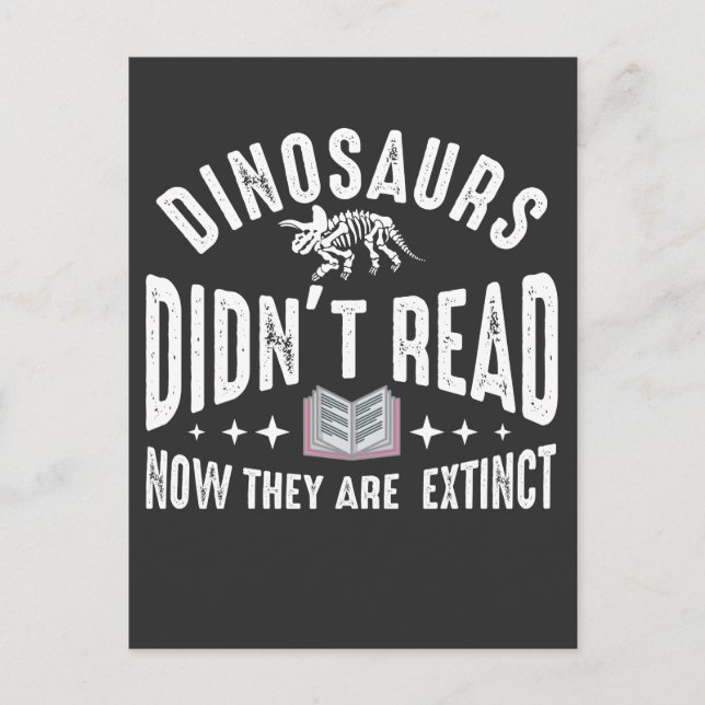 Dino-utrotning Bok Reading Funny Dinosaurs Vykort (Framsida)
