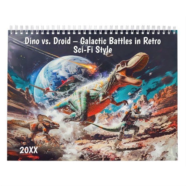Dino vs. Droid – Galactic Battles in Retro Sci-Fi  Kalender (Omslag)