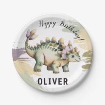 Dino Watercolor Dinosaur Pojkar Födelsedagsfest