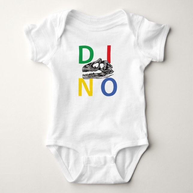 DINO - White Baby Jersey Bodykostym Tee Shirt (Framsida)
