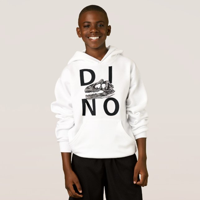 DINO - White Kids'Hanes ComfortBlend® Hoodie T-shirt (Hel framsida)