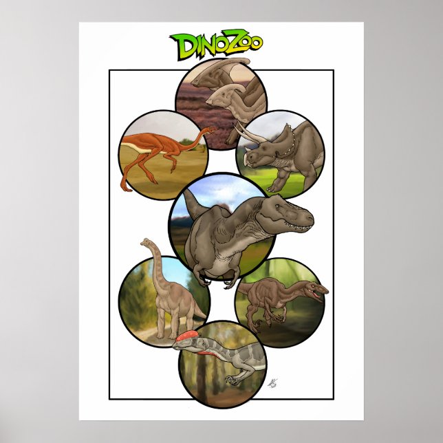 Dino Zoo: Dinosaur Collage #2 Poster (Framsidan)