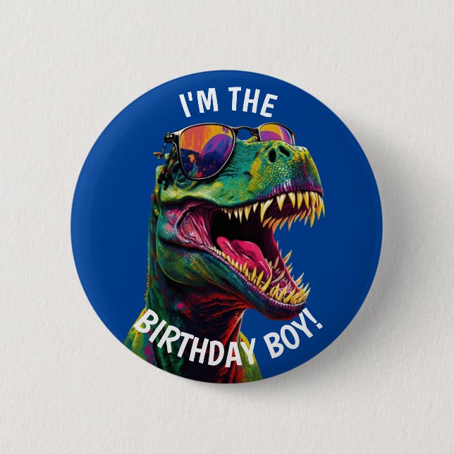 Dinoasur Coola T Rex BIRTHDAY Boy Knapp (Framsida)