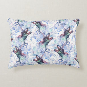Dinocorn Clouds Mystical Unicorn Horned Dinosaur Prydnadskudde