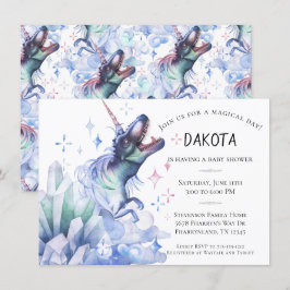 Dinocorn Crystal | Dinosaur Unicorn Baby Shower Inbjudningar