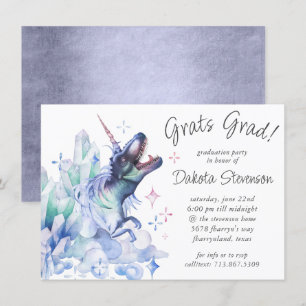 Dinocorn Crystal Lila Unicorn Dinosaur Grad Inbjudningar