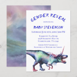 Dinocorn Gender Reveal | Roaring Unicorn Dinosaur Inbjudningar