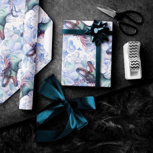 Dinocorn Mönster Färgstark Unicorn Dinosaur T-Re Presentpapper