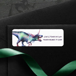 Dinocorn Party | Roaring Dinosaur Unicorn Adress Returadress Etikett