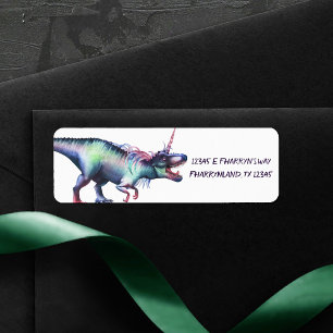 Dinocorn Party Roaring Dinosaur Unicorn Adress Returadress Etikett