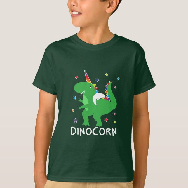Dinocorn rolig Unisaur regnbåge gulliga Dino T Shirt (Framsida)