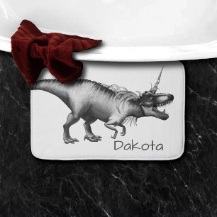 Dinocorn Silver Fantasy Unicorn Horned Dinosaur Badrumsmatta