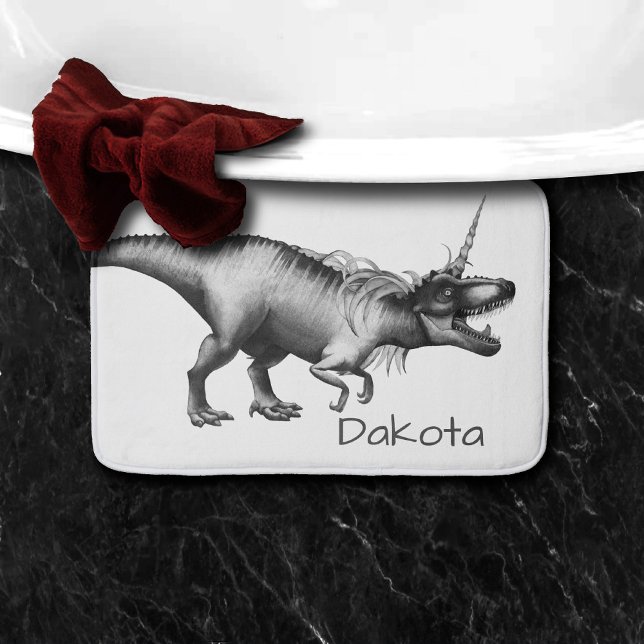 Dinocorn Silver | Fantasy Unicorn Horned Dinosaur Badrumsmatta (Skapare uppladdad)