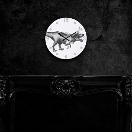 Dinocorn Silver | Fantasy Unicorn Horned Dinosaur Rund Klocka