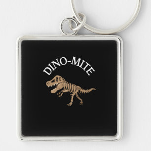 Dinomit Fyrkantig Silverfärgad Nyckelring