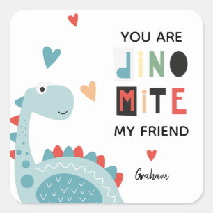 Dinomit Valentine Fyrkantigt Klistermärke