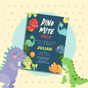 Dinomite Party Dinosaur Birthday Inbjudningar