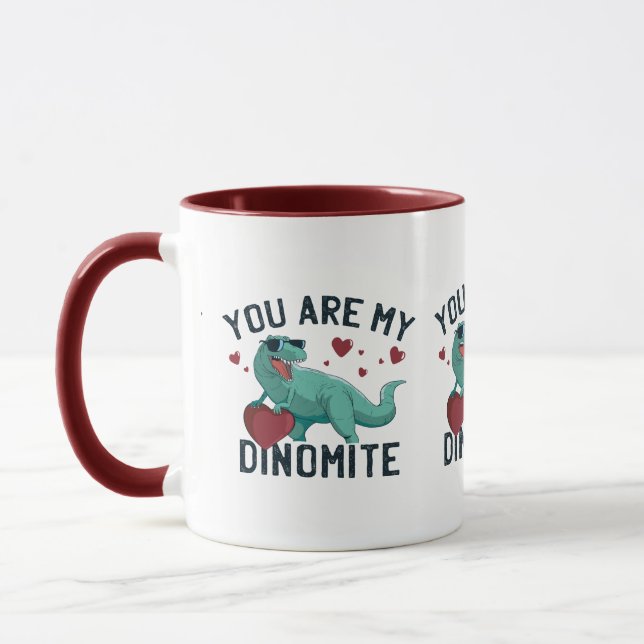 Dinomite Valentine Humor T-Rex Mugg (Vänster)
