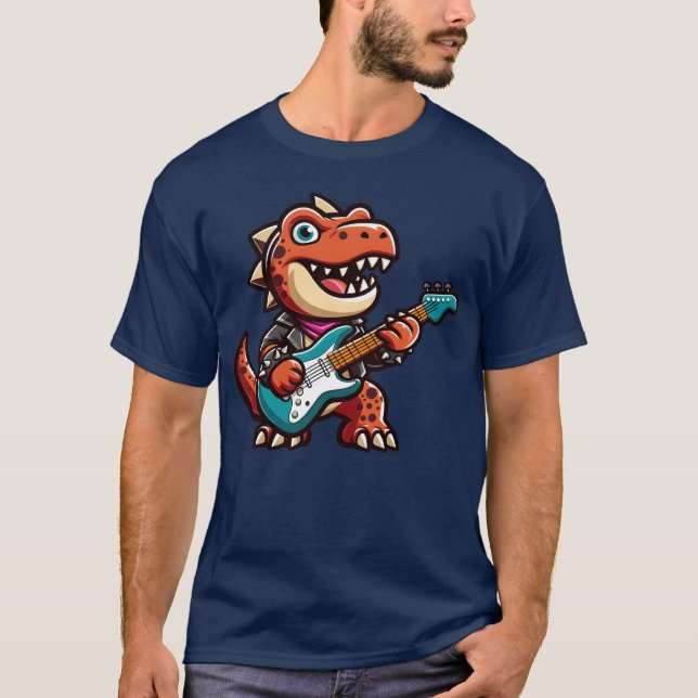 DinoRe gitarr gitarrist band musik rolig T Shirt (Framsida)