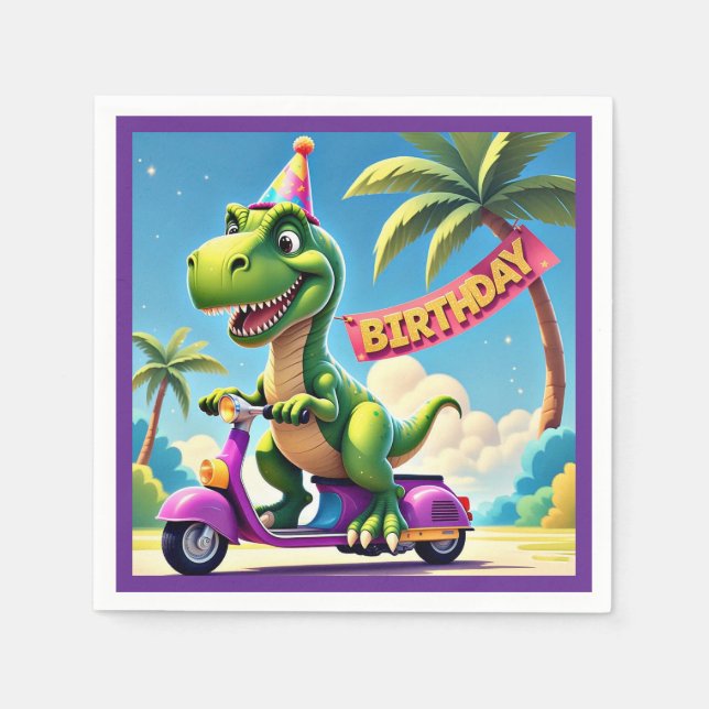 " DINO's BIRTHDAY JOYRIDE " Pappersservett (Framsidan)