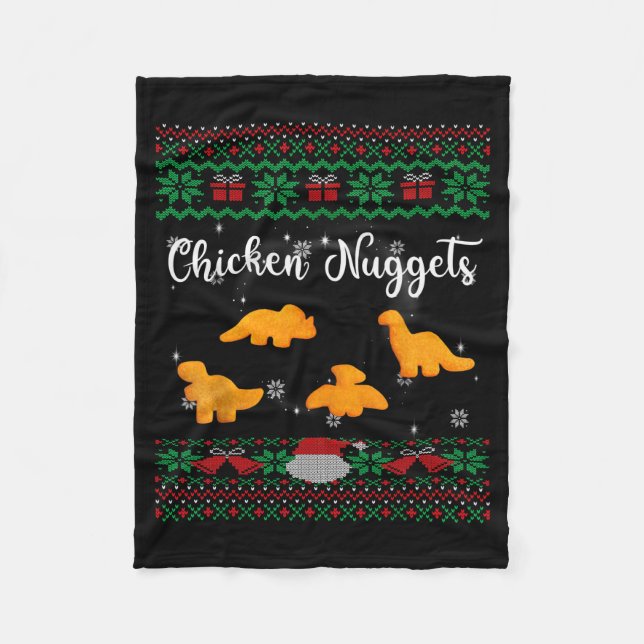 Dinos Chicken Nuggets Ugly Christmas Sweater Funny Fleecefilt (Framsidan)